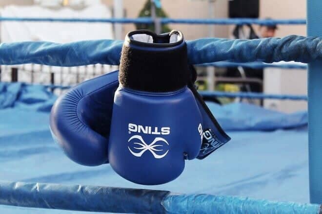 Boxing ring and gloves. Credit: Kokeshi75/Pixabay.