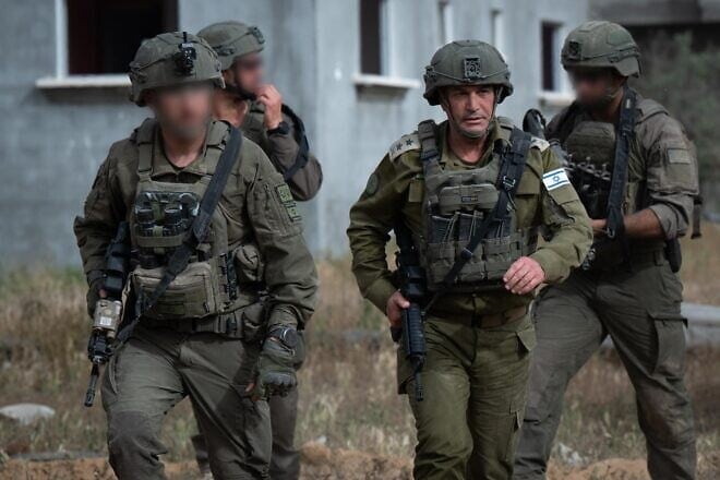 IDF Chief of Staff Lt. Gen. Eyal Zamir, right, during a field tour and situational assessment in southern Gaza on April 8, 2025. Credit: IDF.