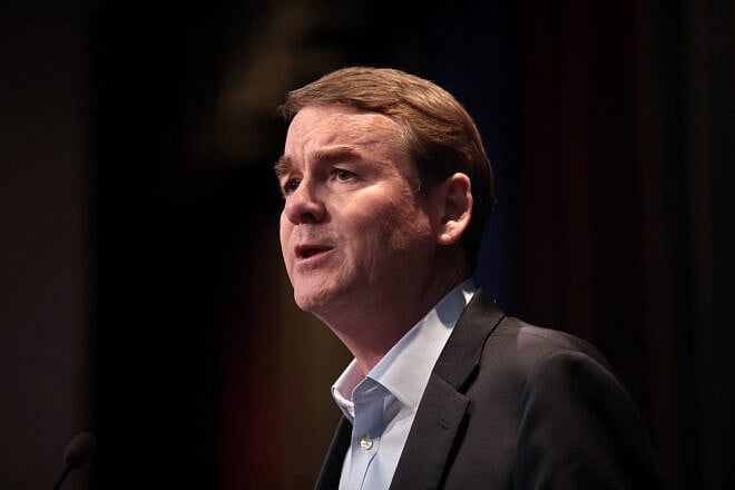 Sen. Michael Bennet (D-Colo.) speaks at the 2019 Iowa Federation of Labor Convention hosted by the AFL-CIO at the Prairie Meadows Hotel in Altoona, Iowa, Aug. 21, 2019. Credit: Gage Skidmore via Wikimedia Commons.