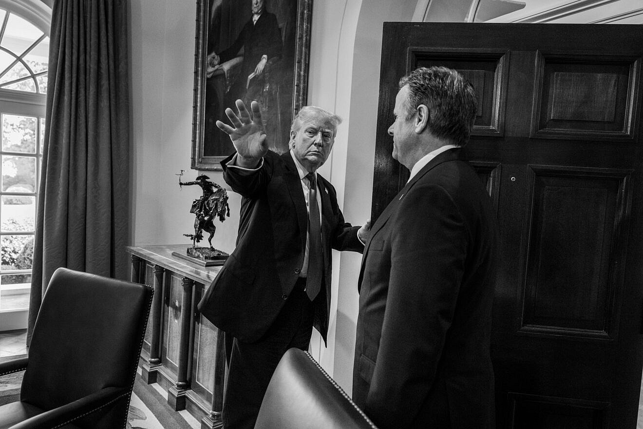 U.S. President Donald Trump bids farewell after a cabinet meeting, April 30, 2025. Credit: Molly Riley/White House.