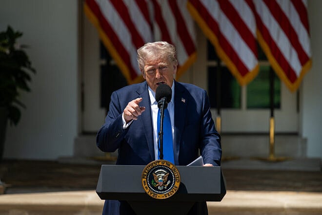U.S. President Donald Trump delivers remarks at a National Day of Prayer event, May 1, 2025. Photo by Molly Riley/White House.