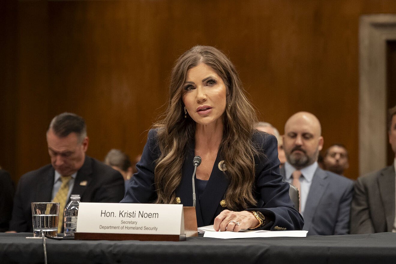 Kristi Noem, U.S. secretary of homeland security, testifies before the Senate Appropriation Committee Homeland Security Subcommittee in the Dirksen Senate Office Building on Capitol Hill, May 8, 2025. Credit: Mikaela McGee/U.S. Department of Homeland Security.
