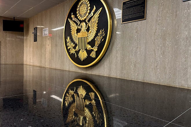 A replica of the U.S. Great Seal is displayed in the Harry S. Truman Building of the U.S. Department of State in Washington, May 12, 2025. Credit: Serkan Gurbuz/U.S. State Department.