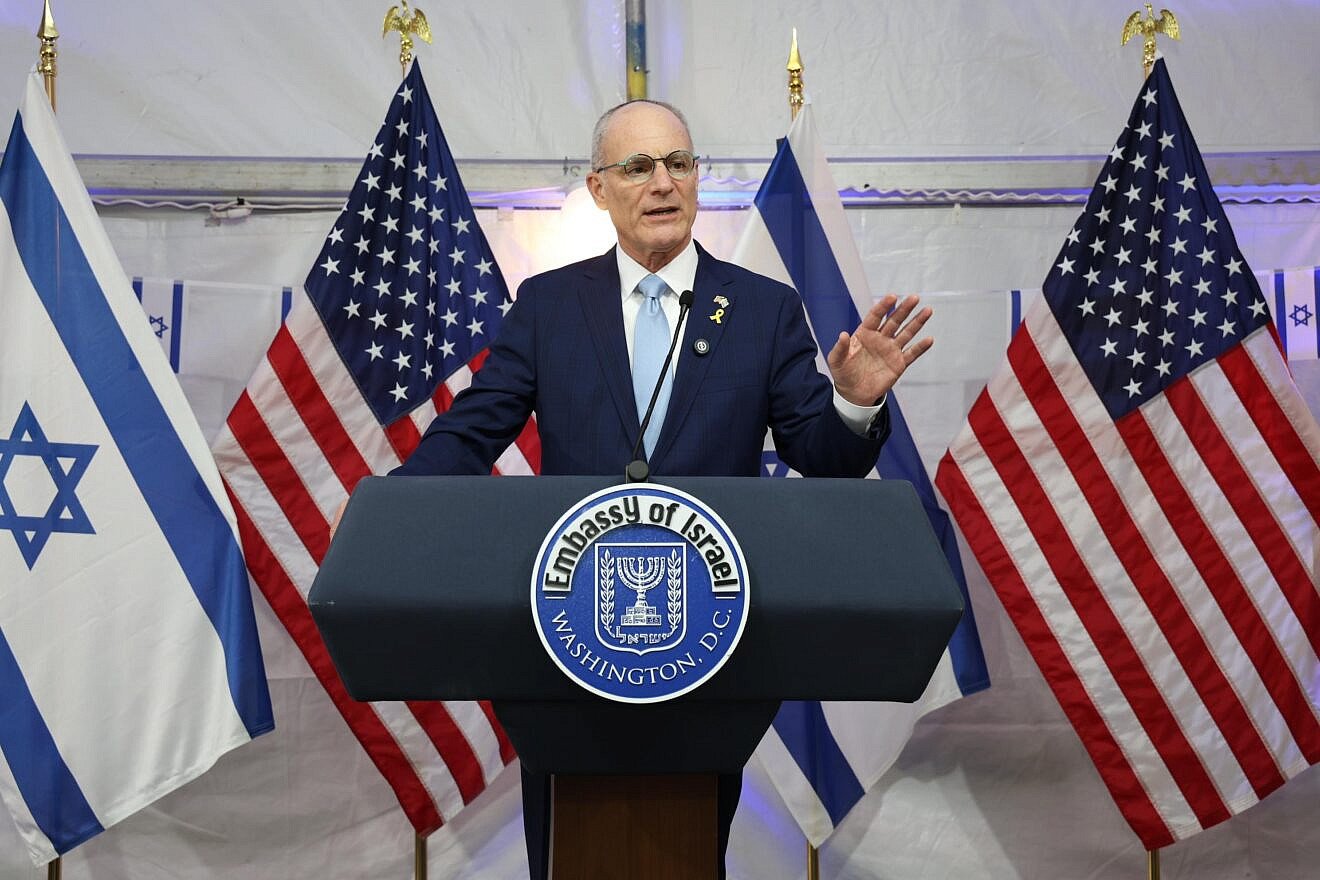 Yechiel Leiter, Israeli Ambassador to the United States, speaks at an event marking Israel's 77th Independence Day at the envoy's official residence in Washington, May 5, 2025. Credit: Shmulik Almany/Israeli embassy in Washington.