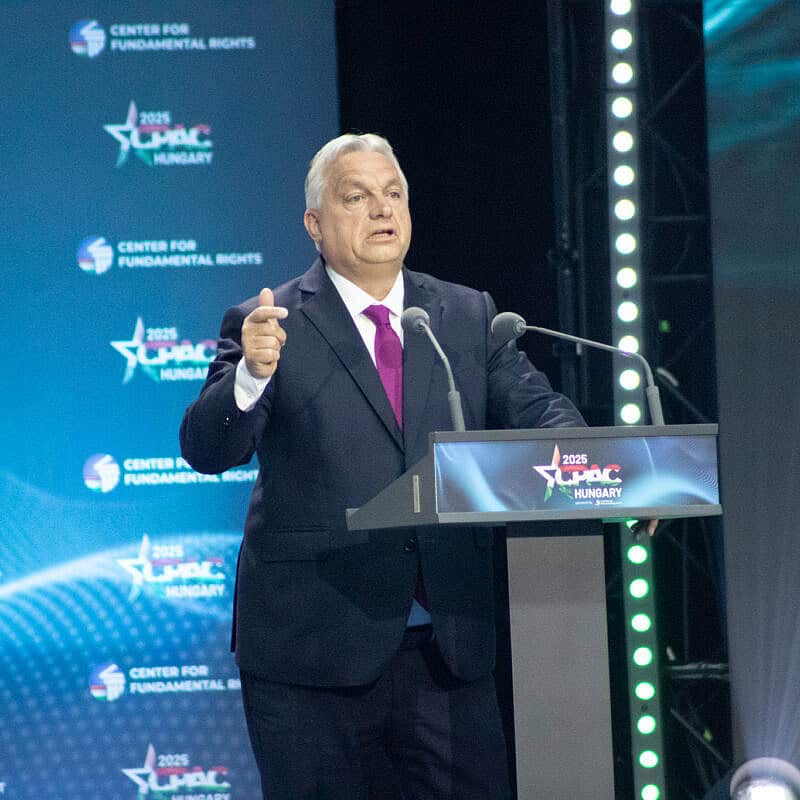 Prime Minister Viktor Orbán  speaks at CPAC Hungary in Budapest, May 29, 2025. Photo by David Isaac.