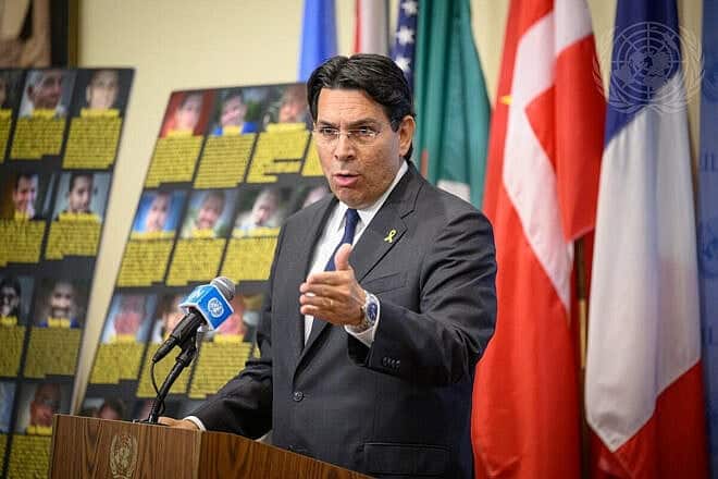 Danny Danon, Israeli ambassador to the United Nations, at a press briefing about hostages still being held by Hamas in Gaza, May 15, 2025. Credit: U.N. Photo/Loey Felipe.