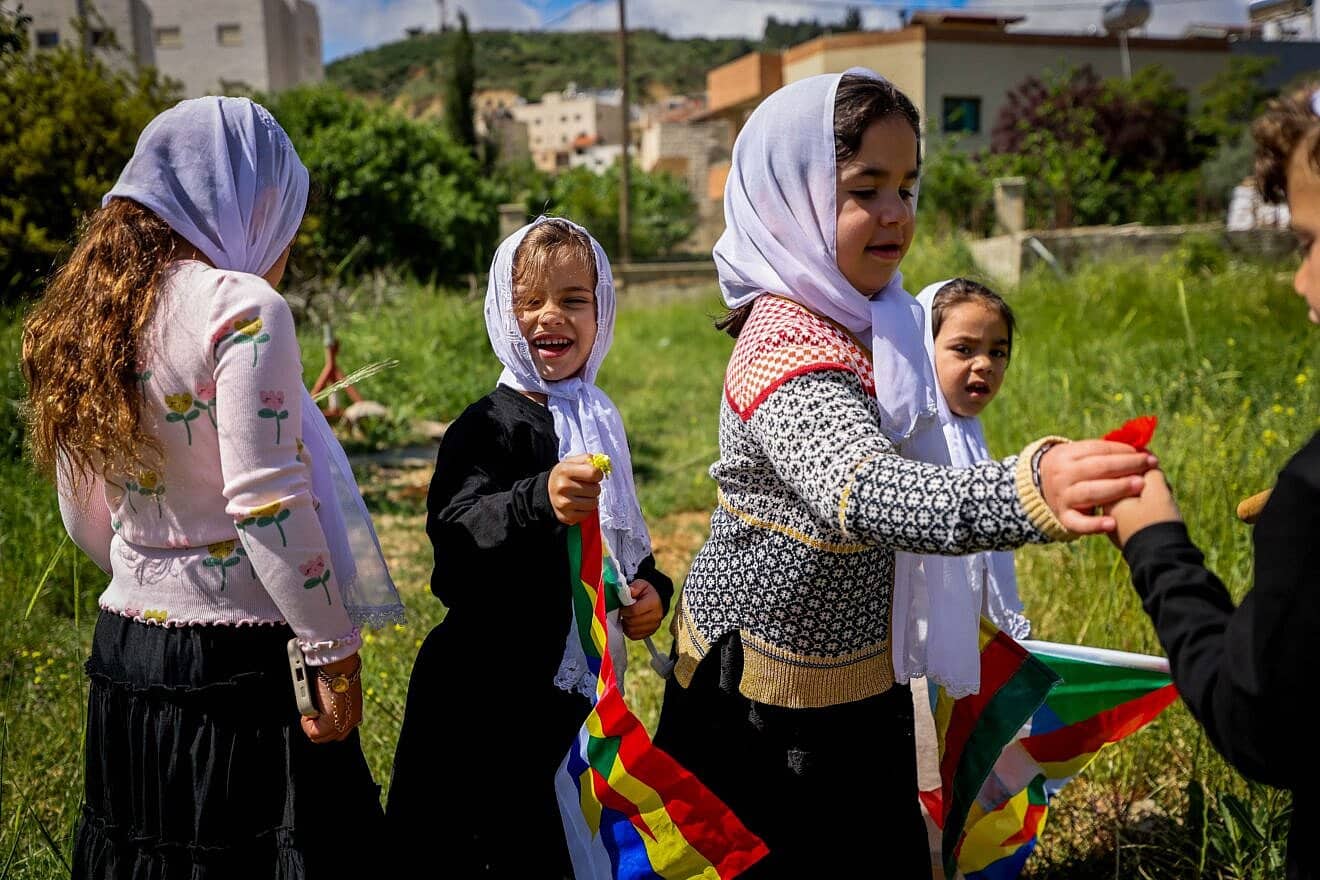 Druze from Syria enter Israel on the occasion of Nabi Shuaib's holiday, at Majdal Shams, April 25, 2025. Photo by Jamal Awad/Flash90.