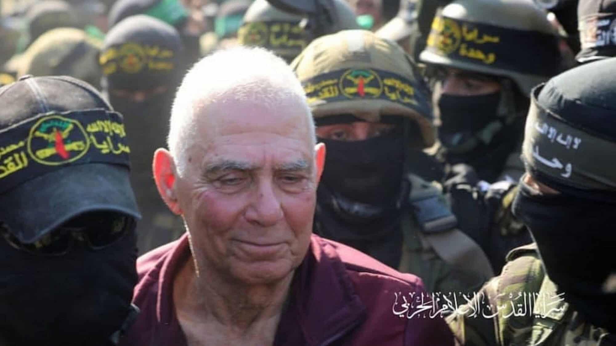 Gadi Moses being released from Hamas captivity on Thursday, Jan. 30, 2025. Credit: X.