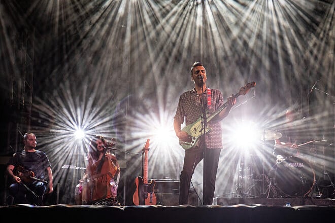 Dudu Tassa performs in a live concert in Givat Brenner, Israel, on Aug. 20, 2020. Photo by Guy Prives/Getty Images.