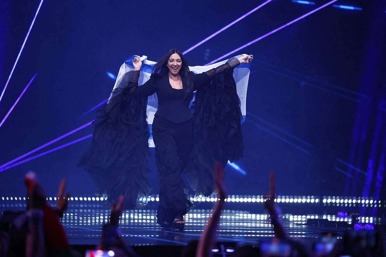 Yuval Raphael representing Israel walks on stage during the Grand Final of the 69th Eurovision Song Contest Opening Ceremony at St. Jakobshalle on May 17, 2025 in Basel, Switzerland. Photo by Sebastian Reuter/Getty Images.