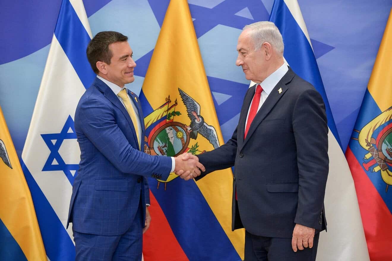 Israeli Prime Minister Benjamin Netanyahu meets with Ecuadorian President Daniel Noboa at the Prime Minister’s Office in Jerusalem, May 5, 2025. Photo by Maayan Toaf/GPO.