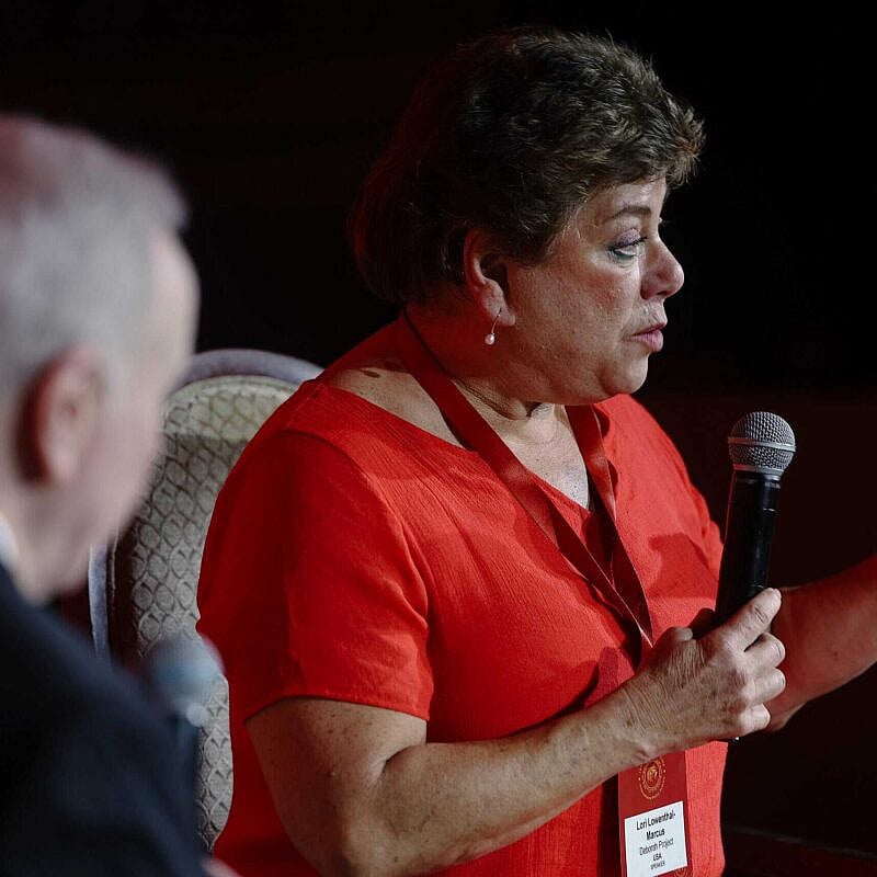 Lori Lowenthal Marcus speaks at the JNS International Policy Conference in Jerusalem, April 28, 2025. Photo by Shahar Yurman.