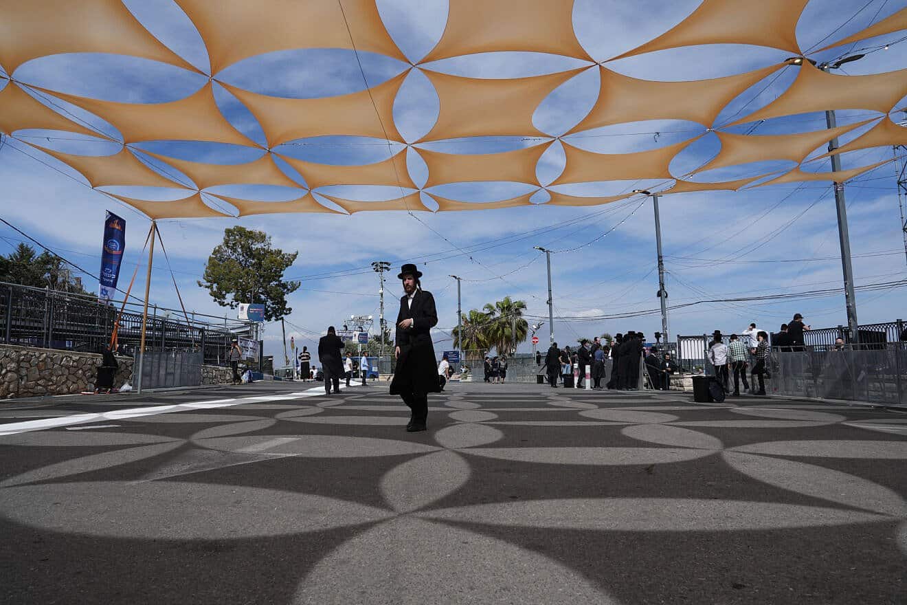 At the Rashbi gravesite in Meron, in northern Israel, before the start of celebrations of the Jewish holiday of Lag B'Omer, May 15, 2025. Photo by Ayal Margolin/Flash90.