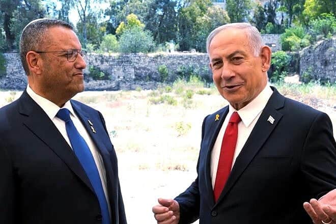 Prime Minister Benjamin Netanyahu and Jerusalem Mayor Moshe Lion at the Mamila Pool in the capital, May 26, 2025. Credit: Screenshot from video by Itai Beit On/GPO.