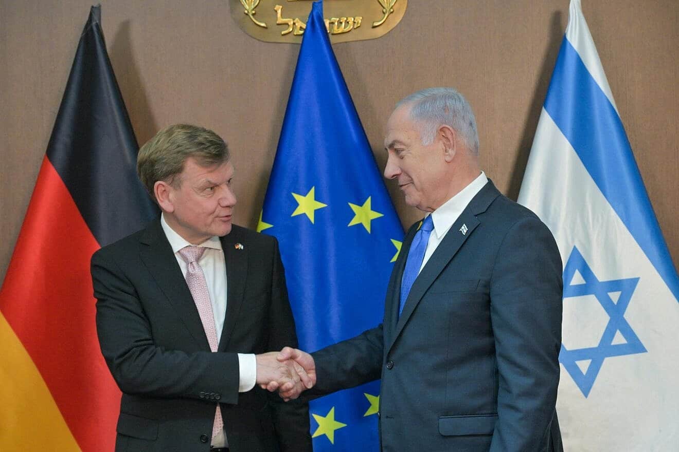 Israeli Prime Minister Benjamin Netanyahu meets with German Foreign Minister Johann Wadephul at the Prime Minister’s Office in Jerusalem on May 11, 2025. Photo by Kobi Gideon/GPO.