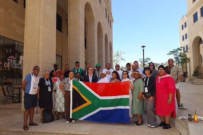 The South African Patriotic Alliance delegation to Israel poses for a photograph in Jerusalem. Photo courtesy of Bafana Modise.