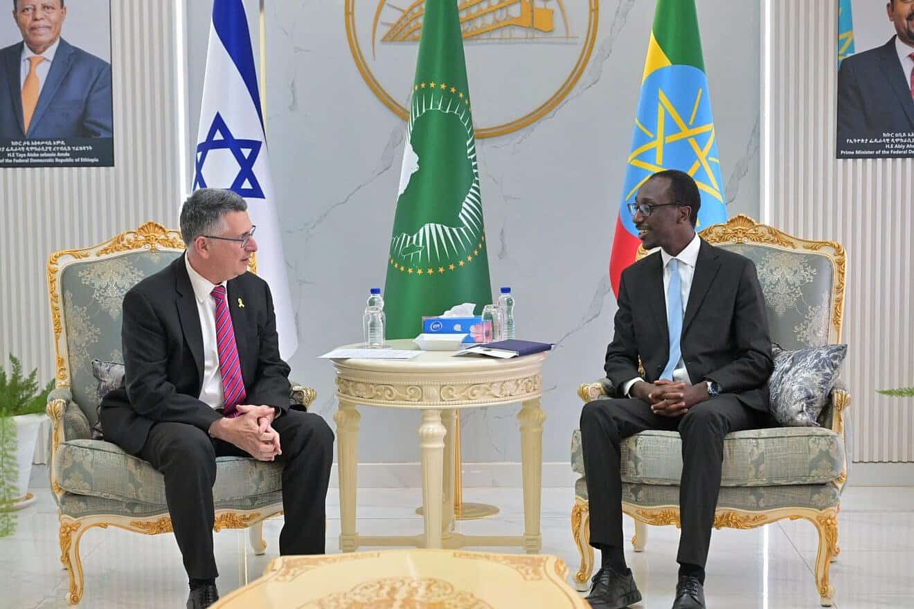 Israeli Foreign Minister Gideon Sa’ar meets with Ethiopian Foreign Minister Dr. Gedion Timotheos in Addis Ababa, May 5, 2025. Photo by Shlomi Amsalem/GPO.
