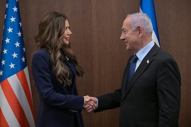 U.S. Homeland Security Secretary Kristi Noem meets with Israeli Prime Minister Benjamin Netanyahu in Jerusalem on May 25, 2025. Credit: Kobi Gideon/GPO.