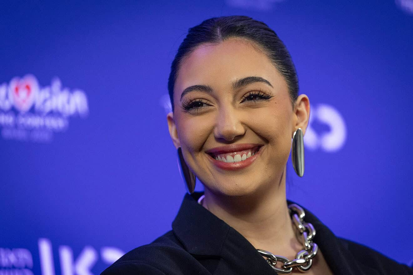 Yuval Raphael, Israel's contestant for the Eurovision Song Contest and a survivor of the Nova music festival massacre on Oct. 7, 2023, during a press conference in Tel Aviv on March 9, 2025. Photo by Yonatan Sindel/Flash90.
