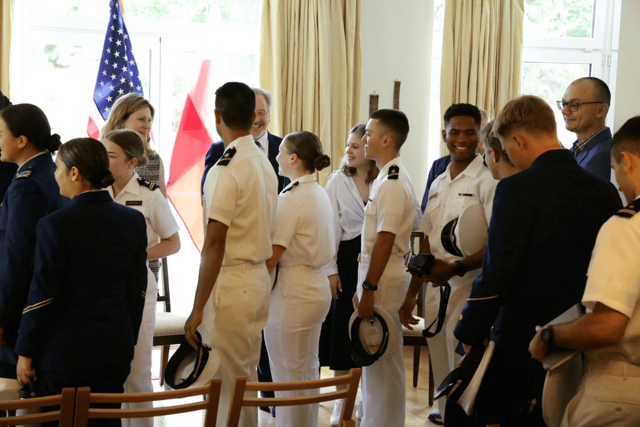 A total of 25 cadets and midshipmen from five U.S. service academies have arrived in Poland to take part in the Auschwitz Jewish Center Foundation’s (AJCF) American Service Academies Program (ASAP), June 2025. Credit: Courtesy of the U.S. Consulate General Krakow.