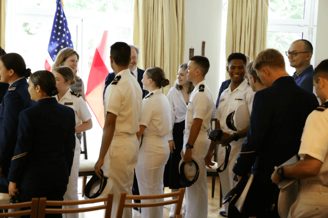 A total of 25 cadets and midshipmen from five U.S. service academies have arrived in Poland to take part in the Auschwitz Jewish Center Foundation’s (AJCF) American Service Academies Program (ASAP), June 2025. Credit: Courtesy of the U.S. Consulate General Krakow.