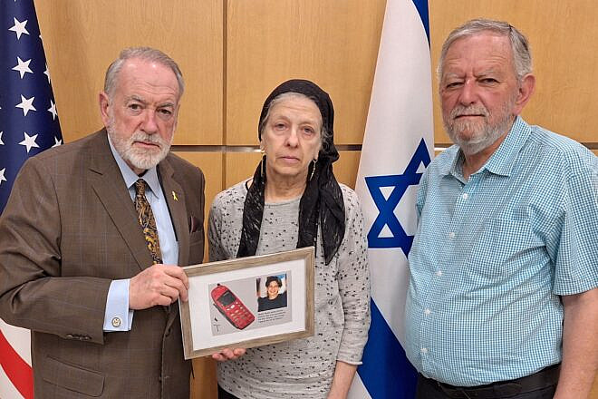 Arnold and Frimet Roth meet with U.S. Ambassador to Israel Mike Huckabee (l) at the US Embassy in Jerusalem, May 13, 2025. Credit: Courtesy.