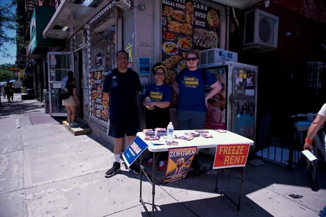 Supporters of mayoral candidate Zohran Mamdani, a New York state assemblyman, ask voters to rank their candidate during Democratic mayoral primary on June 24, 2025. Credit: SWinxy via Wikimedia Commons.