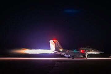 An Israeli Air Force F-15I fighter jet taking off ahead of a strike in Tehran, June 2025. Credit: IDF.