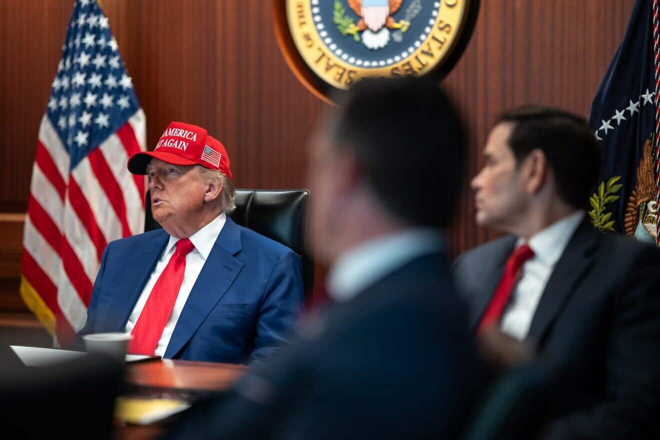 U.S. President Donald Trump and his national security team meet in the Situation Room of the White House, June 21, 2025. Credit: Daniel Torok/White House.