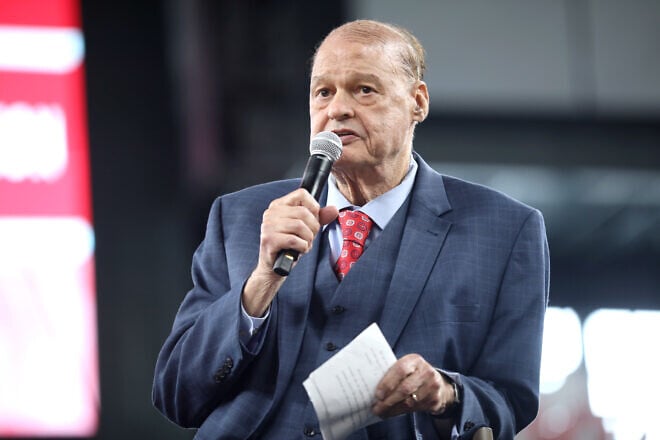 Tom Horne, Arizona superintendent of public instruction, speaking with attendees at the 2024 Legislative Forecast Luncheon hosted by the Arizona Chamber of Commerce & Industry at Chase Field in Phoenix, Ariz., on Jan. 5, 2024. Credit: Gage Skidmore via Creative Commons.