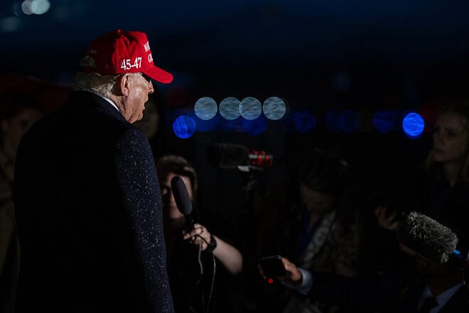 U.S. President Donald Trump speaks to members of the media after disembarking from Air Force One at Joint Base Andrews, Md., after a trip to Pennsylvania, May 30, 2025. Credit: Daniel Torok/White House.