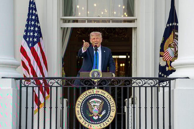 U.S. President Donald Trump gives remarks during the “summer soirée” on the South Lawn of the White House, June 4, 2025. Credit: Gabriel Kotico/White House.