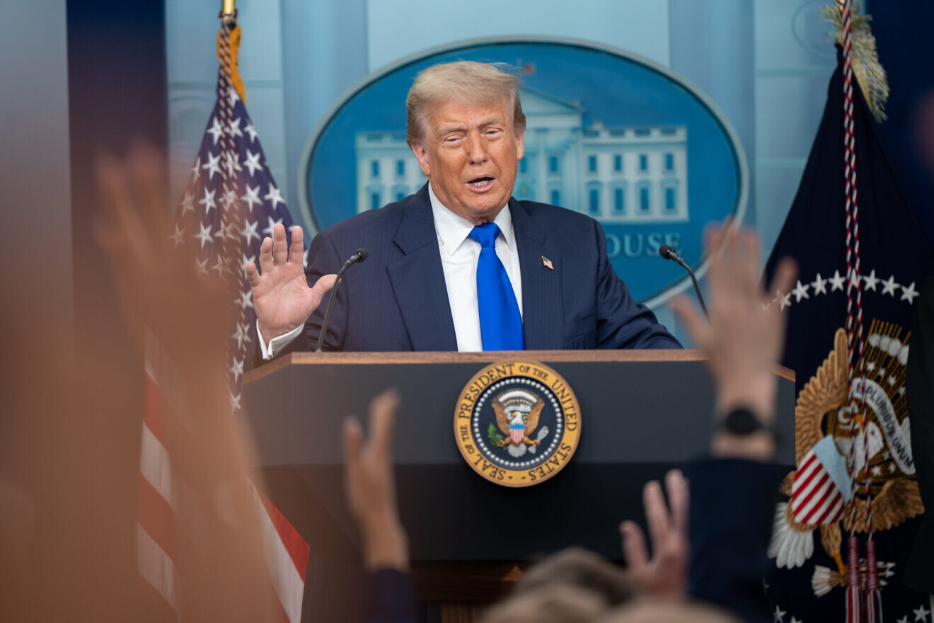 U.S. President Donald Trump holds a press conference, June 27, 2025. Credit: Abe McNatt/White House.