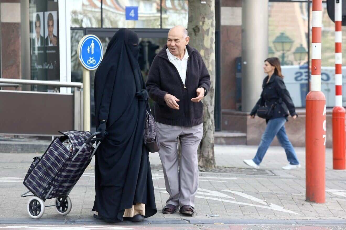 A Muslim woman wears the niqab in Brussels on April 27, 2010. Photo by Julien Warnand/Belga/AFP via Getty Images.