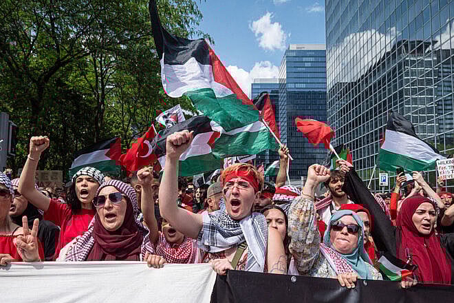 A "Red Line For Gaza" demonstration in Brussels on June 15, 2025. Photo by Luis Miguel Caceres/Getty Images.