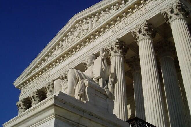 "The Authority of Law" statue, which sits on the west side of the U.S. Supreme Court building, in Washington, D.C. Credit: Matt H. Wade via Wikipedia Commons.