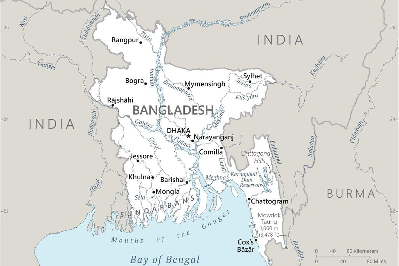 Map of Bangladesh. Credit: "The World Factbook 2024," Central Intelligence Agency, 2024.
