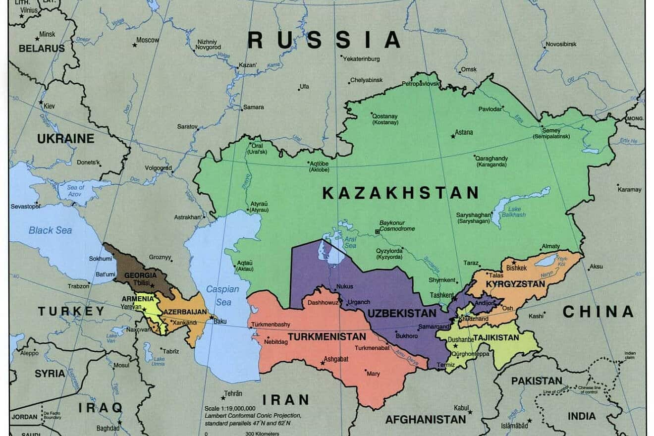 The Caucasus and Central Asia political map, 2000. Credit: CIA via Wikimedia Commons.