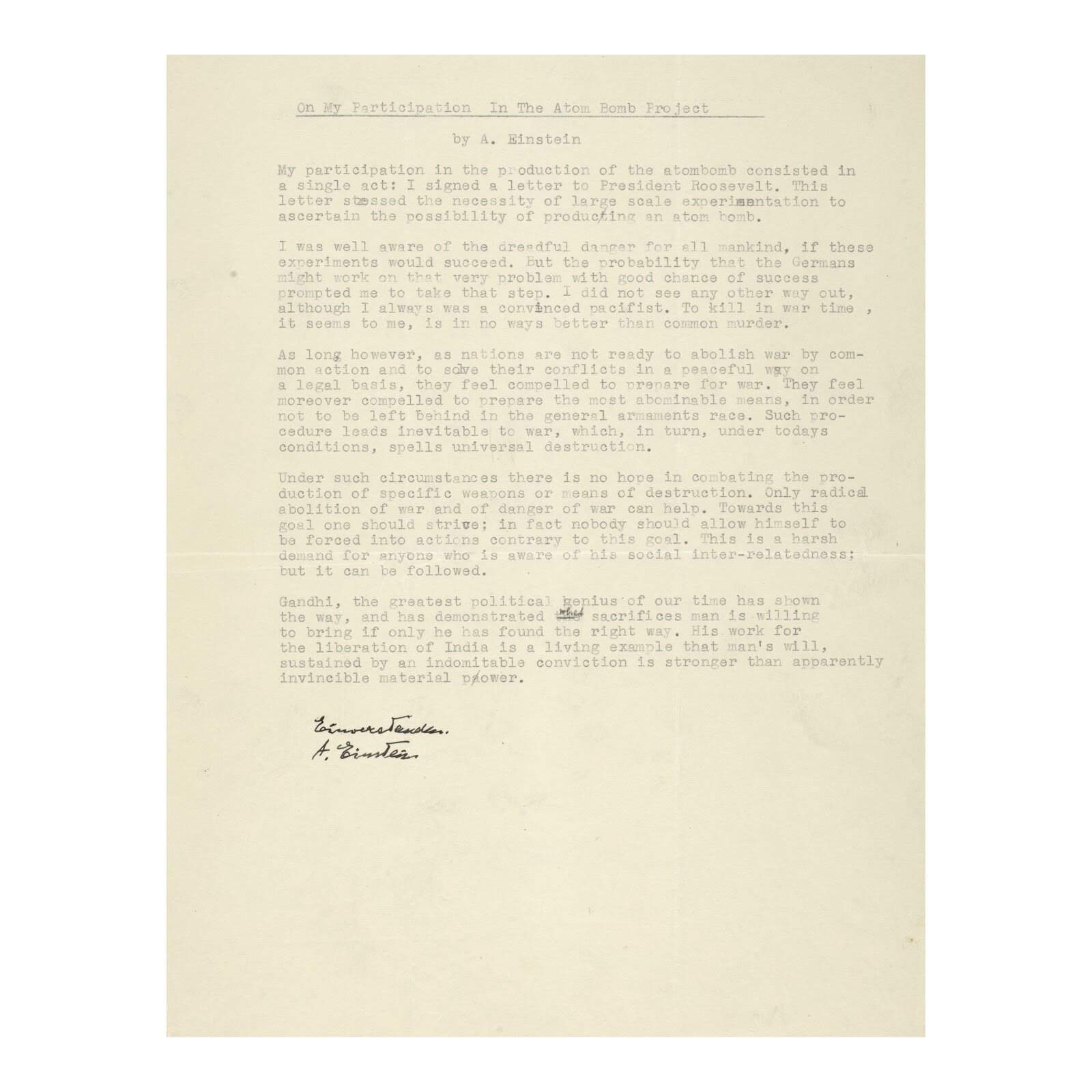 Einstein letter