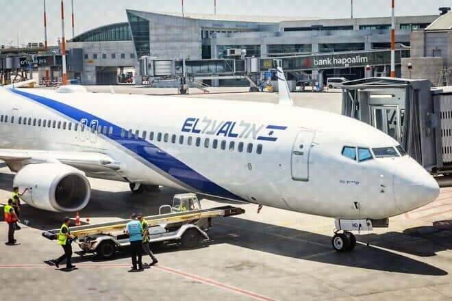 An El Al plane at Ben-Gurion International Airport, May 13, 2025. Photo by Nati Shohat/Flash90.