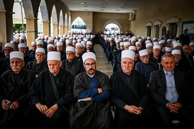 Members of the Druze community in Israel attend a ceremony in memory of Druze murdered by the Syrian government forces. May 3, 2025. Photo by Flash90.