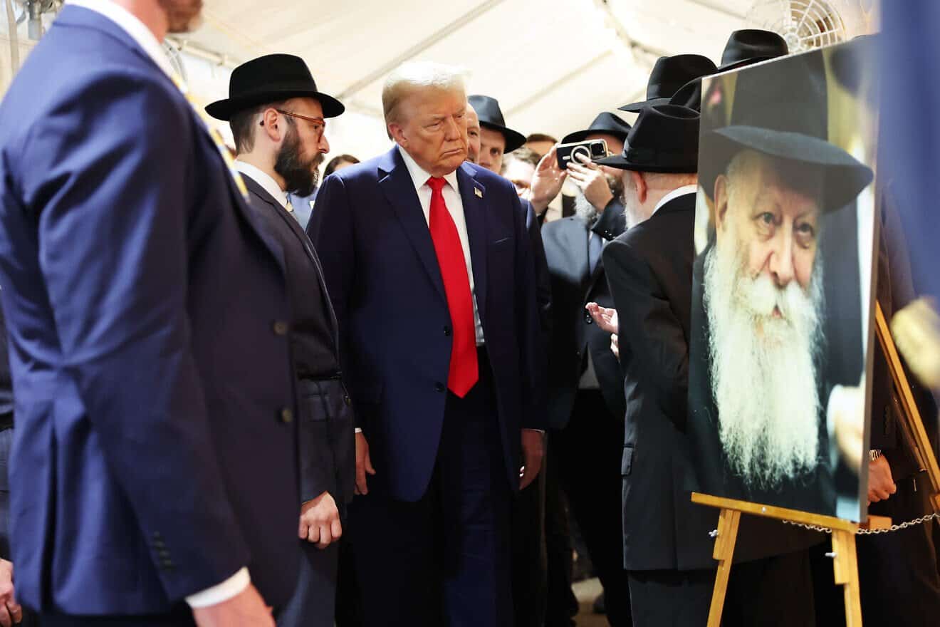 U.S. President Donald at Ohel Chabad-Lubavitch in Queens, N.Y., Oct. 7, 2024. Photo by Michael M. Santiago/Getty Images.