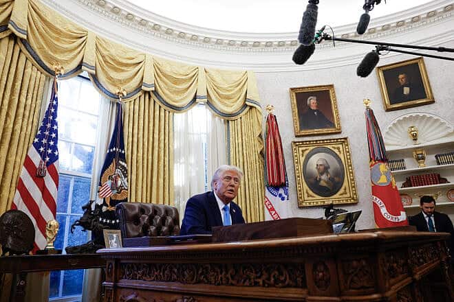 U.S. President Donald Trump speaks with reporters in the Oval Office of the White House on Feb. 4, 2025 in Washington, D.C. Photo by Anna Moneymaker/Getty Images.