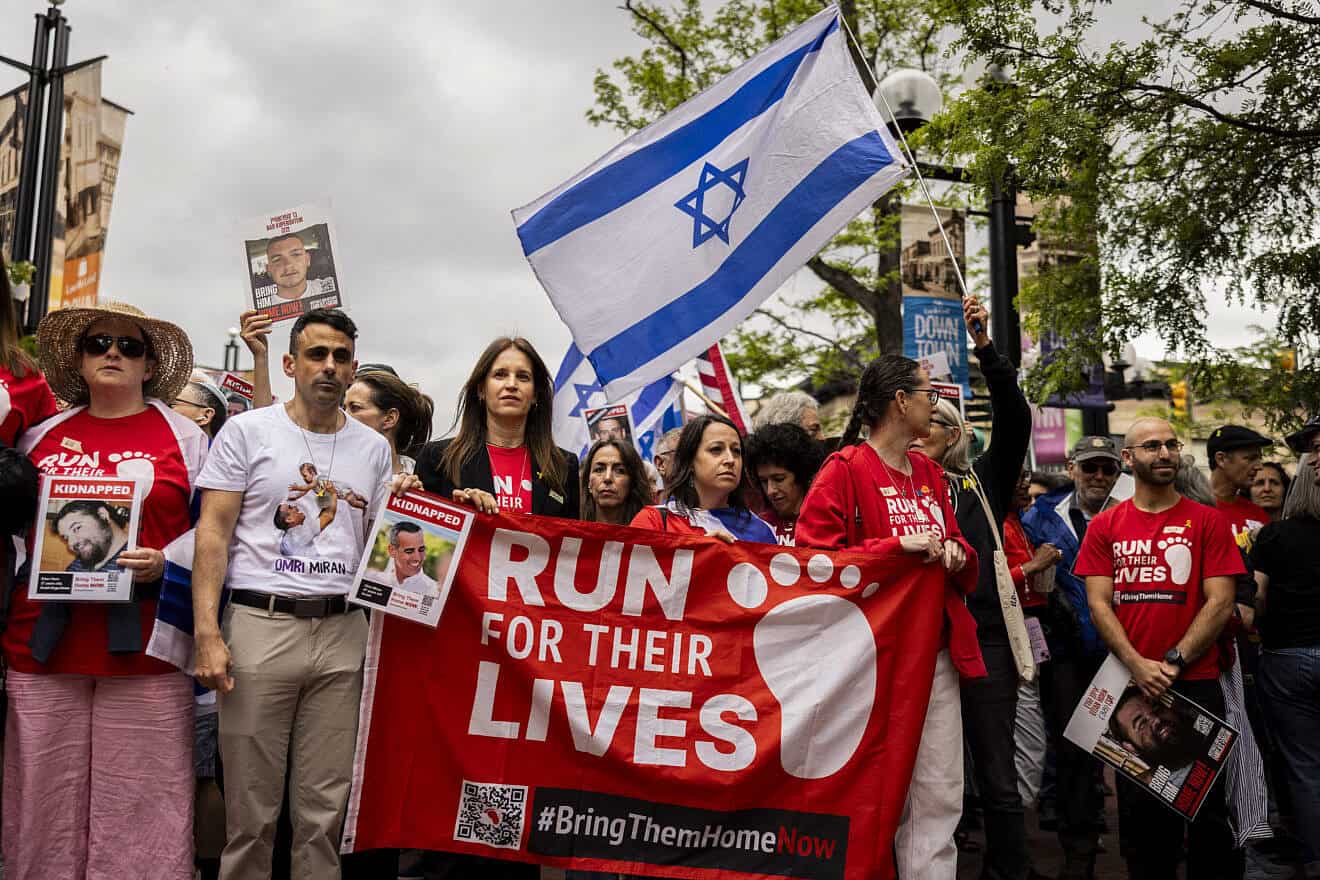 Run for Their Lives hosts a march in honor of people kidnapped in Gaza on June 8, 2025, in Boulder, Colorado, where a week earlier  Mohamed Soliman threw incendiary devices at a group participating in an organized walk to show solidarity with hostages held by Hamas, injuring 15 people. Photo by Chet Strange/Getty Images.
