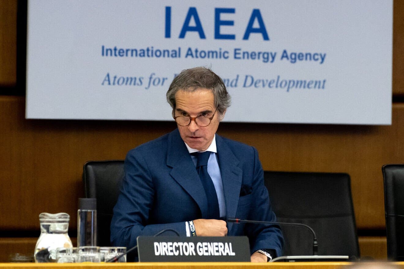 Rafael Grossi, director general of the International Atomic Energy Agency, takes a seat for the IAEA's Board of Governors meeting at the agency's headquarters in Vienna, Austria, on June 16, 2025. Photo by Joe Klamar/AFP via Getty Images.