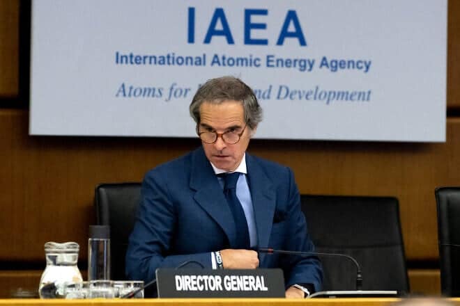 Rafael Grossi, director general of the International Atomic Energy Agency, takes a seat for the IAEA's Board of Governors meeting at the agency's headquarters in Vienna, Austria, on June 16, 2025. Photo by Joe Klamar/AFP via Getty Images.