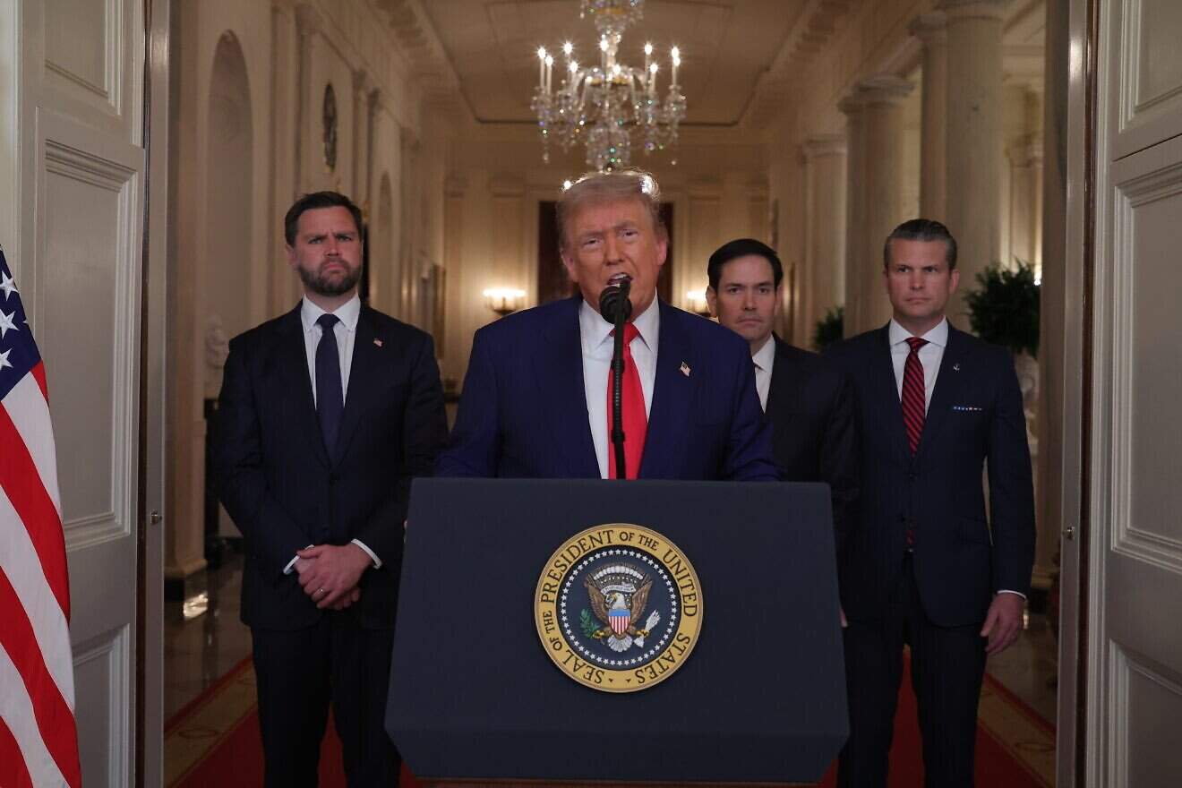 U.S. President Donald Trump delivers an address to the nation from the White House in Washington, D.C., on June 21, 2025. Photo by Carlos Barria/Pool via Getty Images.
