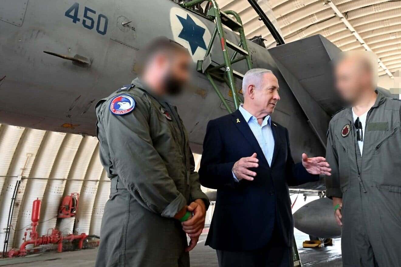 Israeli Prime Minister Benjamin Netanyahu during a visit to the Tel Nof Airbase in central Israel, June 16, 2025. Photo by Avi Ohayon/GPO