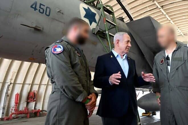 Israeli Prime Minister Benjamin Netanyahu during a visit to the Tel Nof Airbase in central Israel, June 16, 2025. Photo by Avi Ohayon/GPO
