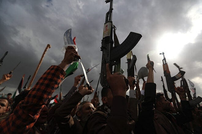 Supporters of Yemen's Houthi rebels in Sanaa to mark al-Quds Day on March 28, 2025. Photo by Mohammed Huwais/AFPvia Getty Images.